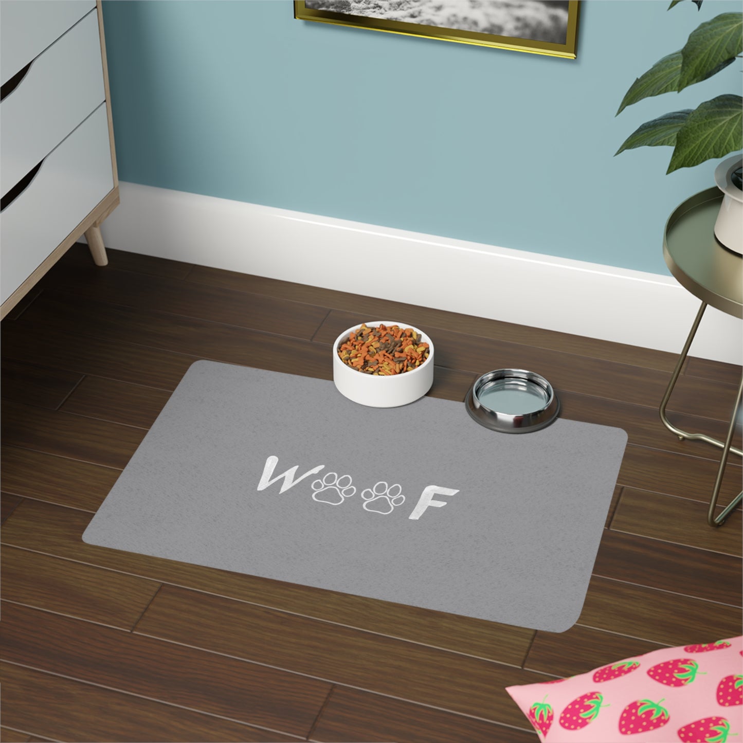 Pet Food Mat - Woof Design, Dog Feeding Mat, Cute Pet Accessory, Dog Mat, Pet Lover Gift, Kitchen Decor